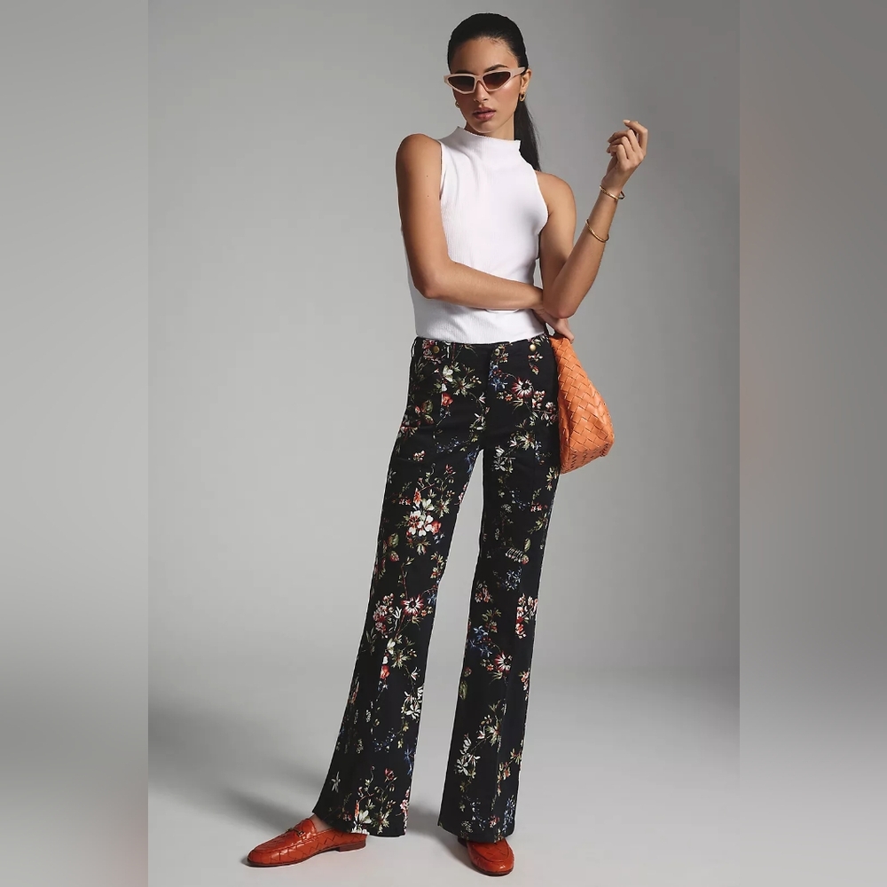 Pilcro Anthropologie Midrise Demilune Floral Utility Bootcut Pants in 25